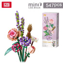 Building Block Bouquet 3D Model Toy Home Decoration Plant Potted Chrysanthemum Rose Flower Assembly Brick Girl Toy Child Gift