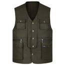 2021 Men Multi-Pocket Classic Waistcoat Male Sleeveless Unloading Solid Coat Work Vest Photographer Tactical Mesh Vest Jacket