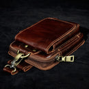 Men Genuine Leather Fanny Pack Cell Phone Cigarette Key Case Coin Purse Pouch Hip Bum Belt Crazy Horse Cowhide Hook Waist Bag