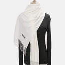 2022 Winter Scarf Solid Thick Women Cashmere Scarves Neck Head Warm Hijabs Pashmina Lady Shawls And Wraps Bandana Tassel