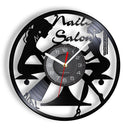 Manicure Design Wall Clock Fashion Beauty Store Wall Art Nail Salon Vinyl Record Wall Clock Nail Beauty Home Decor Gift For Her