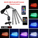 NLpearl APP Car Interior Ambient Light Neon LED Strip Foot Light with USB Wireless Remote Music Auto Atmosphere Decorative Lamp