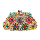 Boutique De FGG Flower Crown Minaudiere Clutch Silver Crystal Evening Handbag Women Party Prom Bag Bridal Clutches Wedding Purse