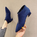 2022 Fashion Boots Women Winter Shoes Pointed toe Women Ankle Boots Sexy Ladies Party Shoes Square Heels Black Blue A2976
