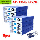 8pcs 3.2v 102Ah 105Ah Grade A Lifepo4 Battery Lithium Iron Phosphate for 12v Campers Golf Cart Off-Road Off-grid Solar Wind