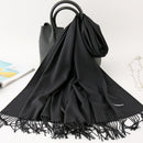 2022 Winter Scarf Solid Thick Women Cashmere Scarves Neck Head Warm Hijabs Pashmina Lady Shawls And Wraps Bandana Tassel
