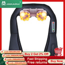 Jinkairui Electrical Neck Shoulder Back Body Massager Shiatsu Kneading Infrared Heated Massage Car Home Masaj Device with Box