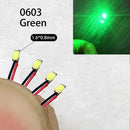 40颗/批 0402 0603 0805 1206 LED SMD 带线，适用于火车模型 HO N OO 比例，红黑线预焊微型利兹，透视模型铁路