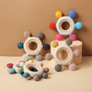 1PC Silicone Teether Baby Rudder Shape Wooden Teether Ring Kid Gift Food Grade Silicone Children&