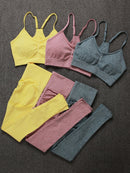 ATHVOTAR Two Piece Set Women Seamless Gym Sports Bra and High Waist Leggings Outfits Solid Color Fitness Tracksuit Women