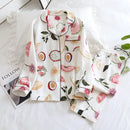 Japanese new style autumn and winter long-sleeved trousers, pure cotton air cotton, warm ladies pajamas, home service sleepwear