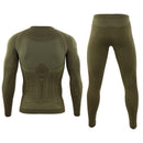 Warm Autumn Winter Long Sleeve Outdoor Thermal Underwear Set Fleece Slim Fit Army Tactical Hiking Military Clothes Top + Pants C