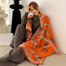 Luxury Winter Cashmere Scarf Women 2022 Design Warm Pashmina Blanket Horse Scarves Female Shawl Wraps Thick Foulard Bufanda