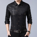 2022 Brand Casual Spring Luxury Plaid Long Sleeve Slim Fit Men Shirt Streetwear Social Dress Shirts Mens Fashions Jersey 2309