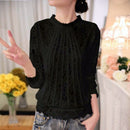 2022 Fashion Summer White Lace Women's Clothing Long Sleeve Chiffon Women Shirts Blouses Blusas Black Women's Tops Blouse 51C