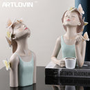 ARTLOVIN蝴蝶仙子手办女孩雕像树脂桌面摆件创意人物带金属金色托盘家居装饰工艺品