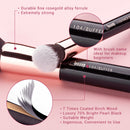 Jessup Makeup Brush set Foundation buffer shader brush 15pcs Black/Rose gold Natural-Synthetic Hair Kисти для Mакияжа
