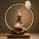 Buddha Hand Backflow Incense Burner Waterfall Incense Burner Lotus Holder Censer Fragrance Stand Ceramic Quemador Decoration
