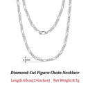 ORSA JEWELS Trendy Men Woman Figaro Chain Necklace 3.3/5/7mm Diamond-Cut Figaro Chain 925 Silver Jewelry Party Gift OSC34