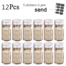 3-12PCS Set Seasoning Jar Square Glass Container Seasoning Bottle Kitchen Outdoor Camping Seasoning Container Glass Sealed Jar