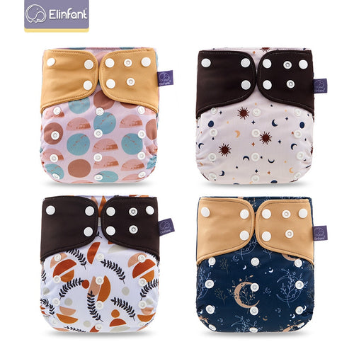 Elinfant Gray Mesh Cloth 4pcs Eco-friendly Diaper Washable Cloth Diaper Adjustable Baby Nappy Reusable pocket Diapers