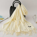 2022 Winter Scarf Solid Thick Women Cashmere Scarves Neck Head Warm Hijabs Pashmina Lady Shawls And Wraps Bandana Tassel
