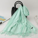2022 Winter Scarf Solid Thick Women Cashmere Scarves Neck Head Warm Hijabs Pashmina Lady Shawls And Wraps Bandana Tassel