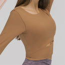 Nepoagym WIND Women Long Sleeve Cropped Top with Padded Bra Soft Yoga Top Comfortable Gym Workout Shirts