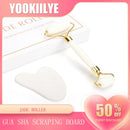White Crystal Jade Roller Set Anti Wrinkles Face Lift Gua Sha Massager Facial Massage Tool Natural Stone Roller Kit Beauty Care