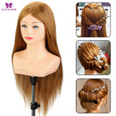 24'' 100% Real Hair Training Head with Shoulder Hairstyles Dummy Doll Mannequin Head for Hairdresser Manikin Head