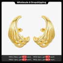 ENFASHION Geometric Lines Stud Earrings For Women Gold Color Metal Conch Earings Fashion Jewelry 2020 Gifts Kolczyki E201182