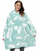 加大连帽衫卫衣女冬羊羔绒巨型电视毯带袖套头衫加大码女连帽卫衣