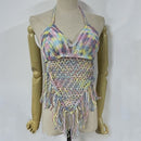 summer holiday beach camis lady sexy tassels crochet camisole women sexy tassels bikini camis female crochet halter bikini tops