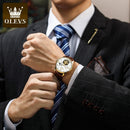 OLEVS 经典男士机械表 自动陀飞轮腕表 真皮防水军表