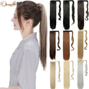 S-noilite Synthetic Women Drawstring Long Straight Hair Extensions Piece clip in Wrap Around Ponytail Multi-Colors Real Natural