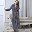 Men Long Thick Warm Flannel Bath Robe Plus Size Women Robes Coral Fleece Bathrobe for Winter Dressing Gown Male Kimono Sleepwear