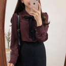 Bow Shirts Woman Long Sleeve Button Chiffon Blouse Women 2022 New Embroidery Blouses Butterfly Sleeve Casual White Shirt Femme