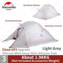Naturehike Cloud Up Outdoor Camping Tent Ultralight 1 2 3 man 20D Silica Gel Single Double Persons Tent Hiking With Free Mat