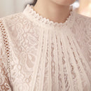 2022 Fashion Summer White Lace Women's Clothing Long Sleeve Chiffon Women Shirts Blouses Blusas Black Women's Tops Blouse 51C