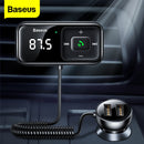 Baseus倍思车载FM发射器蓝牙兼容5.0 USB车载充电器AUX免提无线套件汽车收音机调制器MP3播放器