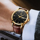 OLEVS Top Brand  Men Classic Quartz Waterproof Watch Leather Strap Business Popular Casual Men Watch