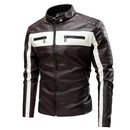 Ucrazy Men 2022 Winter Casual Motor Spliced Leather Jacket Coat Men Autumn Fashion Biker Vintage Warm Leather Jacket Coat Men