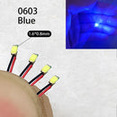 40颗/批 0402 0603 0805 1206 LED SMD 带线，适用于火车模型 HO N OO 比例，红黑线预焊微型利兹，透视模型铁路