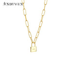 ANDYWEN 925 Sterling Silver Lock Pendant Long Chain Horoscope Chain 45cm Long Chains Rock Punk Fashion Fine Jewelry For Women