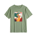 Hirsionsan Aesthetic Printed T Shirts Women 2021 New Soft Vintage Loose Tees Abstract Graphic Cotton Tshirts Summer Casual Tops
