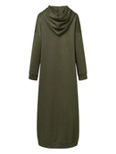 Women's Sweatshirt Dress 2022 Stylish Hoodies Long Sleeve Maxi Dress Female Casual Solid Hooded Vestidos Robe