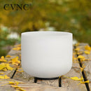 CVNC磨砂水晶颂钵脉轮8英寸C D E F G A B音，用于冥想声音疗愈，附赠槌和O形圈