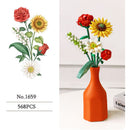 Building Block Bouquet 3D Model Toy Home Decoration Plant Potted Chrysanthemum Rose Flower Assembly Brick Girl Toy Child Gift