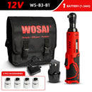 威莎（WOSAI）45牛米充电式电动扳手12V 3/8棘轮扳手套装弯头电钻螺丝刀，用于拆卸螺丝螺母汽车维修工具