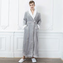 Men Long Thick Warm Flannel Bath Robe Plus Size Women Robes Coral Fleece Bathrobe for Winter Dressing Gown Male Kimono Sleepwear